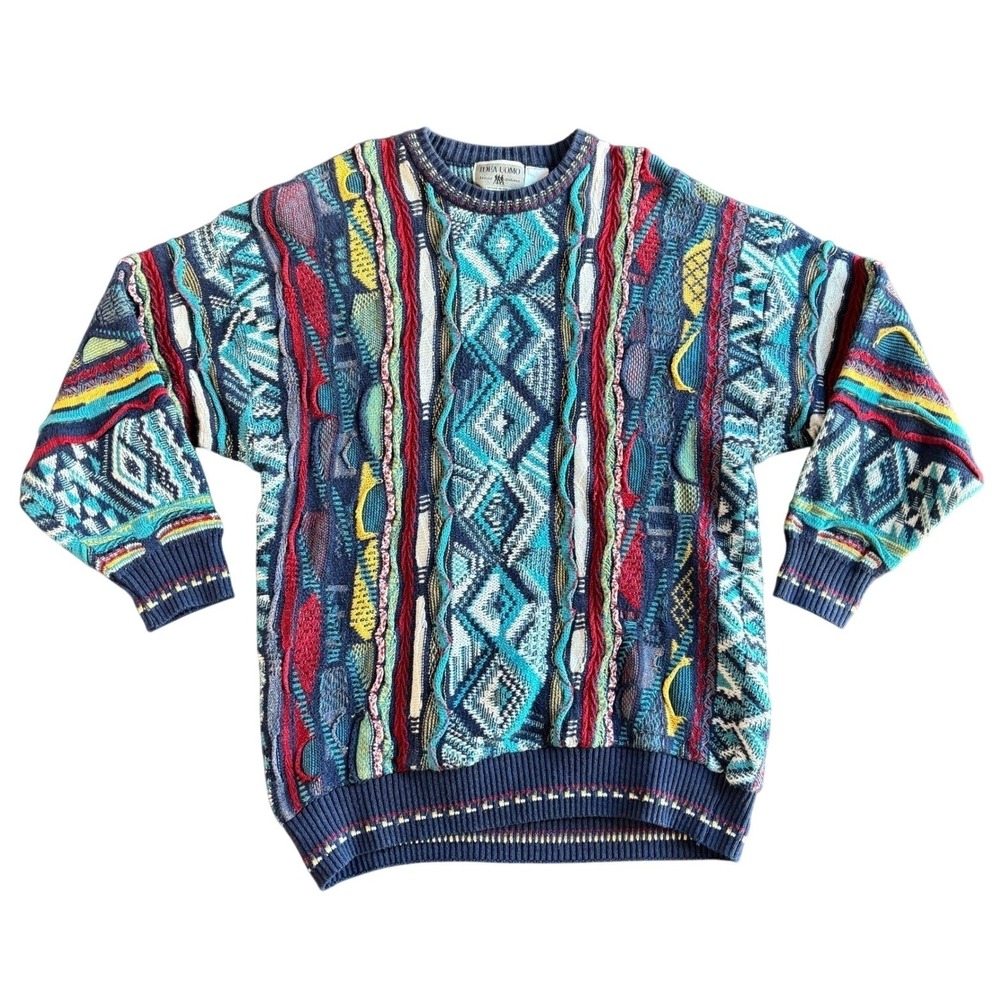Vintage *RARE* 90s COOGI Style 3D‎ Knit Colorful Sweater Size - Medium